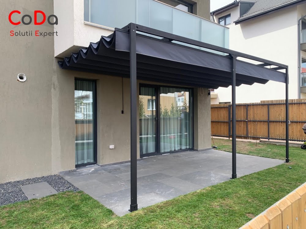 Pergola retractabila cu falduri coda