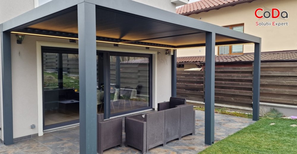 Pergola Bioclimatica cu lamele rotative coda